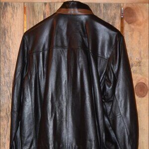 Daniel Cremieux Mens Lambskin black Full-Zip Leather Coat XL $695
